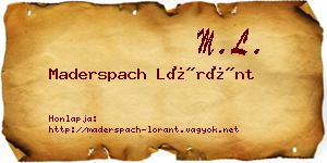 Maderspach Lóránt névjegykártya